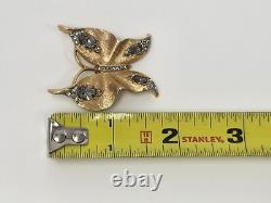 Crown Trifari Alfred Philippe Butterfly Rhinestone Brooch Pin Gold Tone Vintage