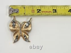 Crown Trifari Alfred Philippe Butterfly Rhinestone Brooch Pin Gold Tone Vintage