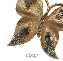 Crown Trifari Alfred Philippe Butterfly Rhinestone Brooch Pin Gold Tone Vintage