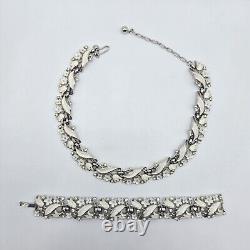 Crown Trifari Alfred Philippe Choker Necklace Bracelet Set Floral Enamel Vintage