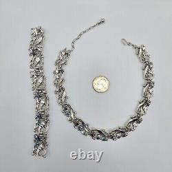 Crown Trifari Alfred Philippe Choker Necklace Bracelet Set Floral Enamel Vintage