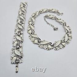 Crown Trifari Alfred Philippe Choker Necklace Bracelet Set Floral Enamel Vintage