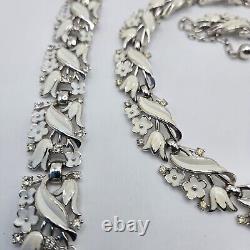 Crown Trifari Alfred Philippe Choker Necklace Bracelet Set Floral Enamel Vintage