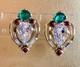 Crown Trifari Alfred Philippe Coronation Teardrop Cabochon Rhinestone Earrings