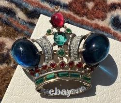 Crown Trifari Alfred Philippe Crown Brooch Gold Plate Vermeil Sterling 1940's