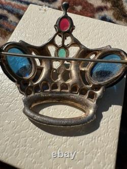 Crown Trifari Alfred Philippe Crown Brooch Gold Plate Vermeil Sterling 1940's