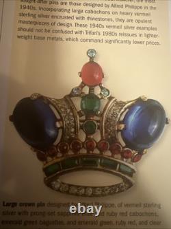 Crown Trifari Alfred Philippe Crown Brooch Gold Plate Vermeil Sterling 1940's