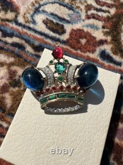 Crown Trifari Alfred Philippe Crown Brooch Gold Plated Vermeil Sterling 1940's