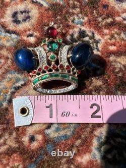 Crown Trifari Alfred Philippe Crown Brooch Gold Plated Vermeil Sterling 1940's