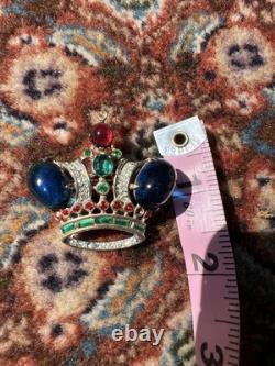 Crown Trifari Alfred Philippe Crown Brooch Gold Plated Vermeil Sterling 1940's
