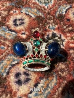 Crown Trifari Alfred Philippe Crown Brooch Gold Plated Vermeil Sterling 1940's