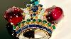 Crown Trifari Alfred Philippe Crown Brooch W Cabochons Rhinestones 1940 S 50 S