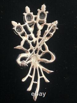 Crown Trifari Alfred Philippe Crystal Inset Flower Bouquet Figural Brooch 1941