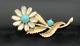 Crown Trifari Alfred Philippe Daisy Brooch White Gripoix Faux Turquoise Enamel