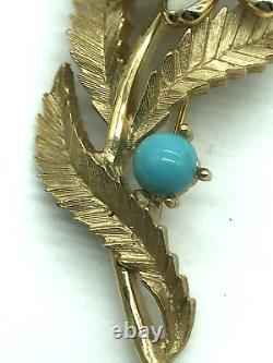 Crown Trifari Alfred Philippe Daisy Brooch White Gripoix Faux Turquoise Enamel