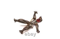 Crown Trifari Alfred Philippe Doll Straw Male Ruby Glass Sterling Silver Pin