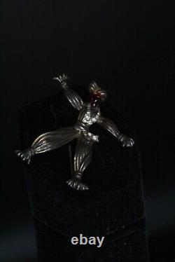 Crown Trifari Alfred Philippe Doll Straw Male Ruby Glass Sterling Silver Pin