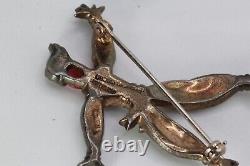 Crown Trifari Alfred Philippe Doll Straw Male Ruby Glass Sterling Silver Pin