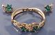 Crown Trifari Alfred Philippe Emerald Green Rhinestone Bracelet Earrings Set