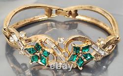 Crown Trifari Alfred Philippe Emerald Green Rhinestone Bracelet Earrings Set