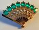 Crown Trifari Alfred Philippe Emerald Hand Fan Pat. Pending Missing crystal