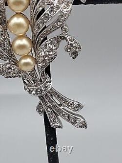 Crown Trifari Alfred Philippe Empress Eugenie Lily of Valley Fur Clip Pin Vtg