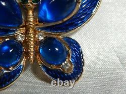 Crown Trifari Alfred Philippe Enameled Cabochon Butterfly Jelly Belly Guilloche
