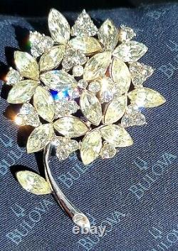 Crown Trifari Alfred Philippe Era Clear And Yellow Rhinestone Flower Brooch