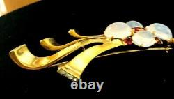 Crown Trifari Alfred Philippe Faux Moonstone Sterling Silver Vermeil Brooch