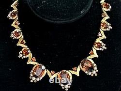 Crown Trifari Alfred Philippe Faux Topaz Grey Pearl'jewels Of India' Necklace