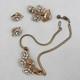 Crown Trifari Alfred Philippe Floral Choker Necklace Earring & Brooch Set Gold