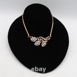 Crown Trifari Alfred Philippe Floral Choker Necklace Earring & Brooch Set Gold