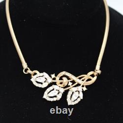 Crown Trifari Alfred Philippe Floral Choker Necklace Earring & Brooch Set Gold