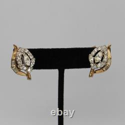 Crown Trifari Alfred Philippe Floral Choker Necklace Earring & Brooch Set Gold