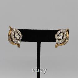 Crown Trifari Alfred Philippe Floral Choker Necklace Earring & Brooch Set Gold