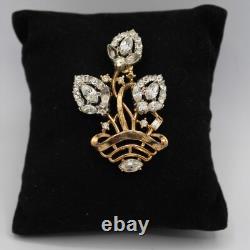 Crown Trifari Alfred Philippe Floral Choker Necklace Earring & Brooch Set Gold