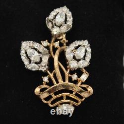 Crown Trifari Alfred Philippe Floral Choker Necklace Earring & Brooch Set Gold