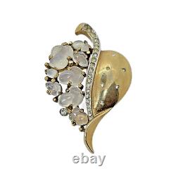 Crown Trifari Alfred Philippe Floraleaf Moonstone Fruit Salad Brooch Fur Clip