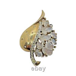 Crown Trifari Alfred Philippe Floraleaf Moonstone Fruit Salad Brooch Fur Clip