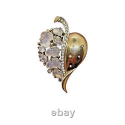 Crown Trifari Alfred Philippe Floraleaf Moonstone Fruit Salad Brooch Fur Clip