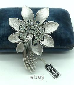 Crown Trifari Alfred Philippe Flower Shooting Star Crystals Earrings & Brooch