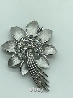 Crown Trifari Alfred Philippe Flower Shooting Star Crystals Earrings & Brooch