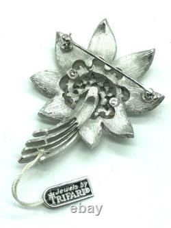 Crown Trifari Alfred Philippe Flower Shooting Star Crystals Earrings & Brooch