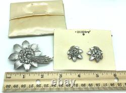 Crown Trifari Alfred Philippe Flower Shooting Star Crystals Earrings & Brooch