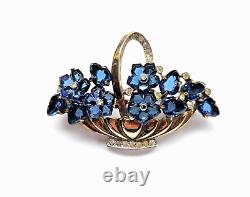 Crown Trifari Alfred Philippe Fruit Salad Blue Glass Flower Basket Brooch