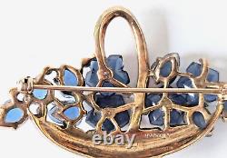 Crown Trifari Alfred Philippe Fruit Salad Blue Glass Flower Basket Brooch