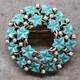 Crown Trifari Alfred Philippe Fruit Salad turquoise Blue Flower Wreath Brooch 2
