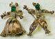 Crown Trifari Alfred Philippe Gold On Sterling Pom Pom Tom Tom Brooch Set
