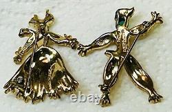Crown Trifari Alfred Philippe Gold On Sterling Pom Pom Tom Tom Brooch Set