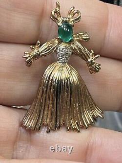 Crown Trifari Alfred Philippe Gold On Sterling Pom Pom Tom Tom Brooch Set